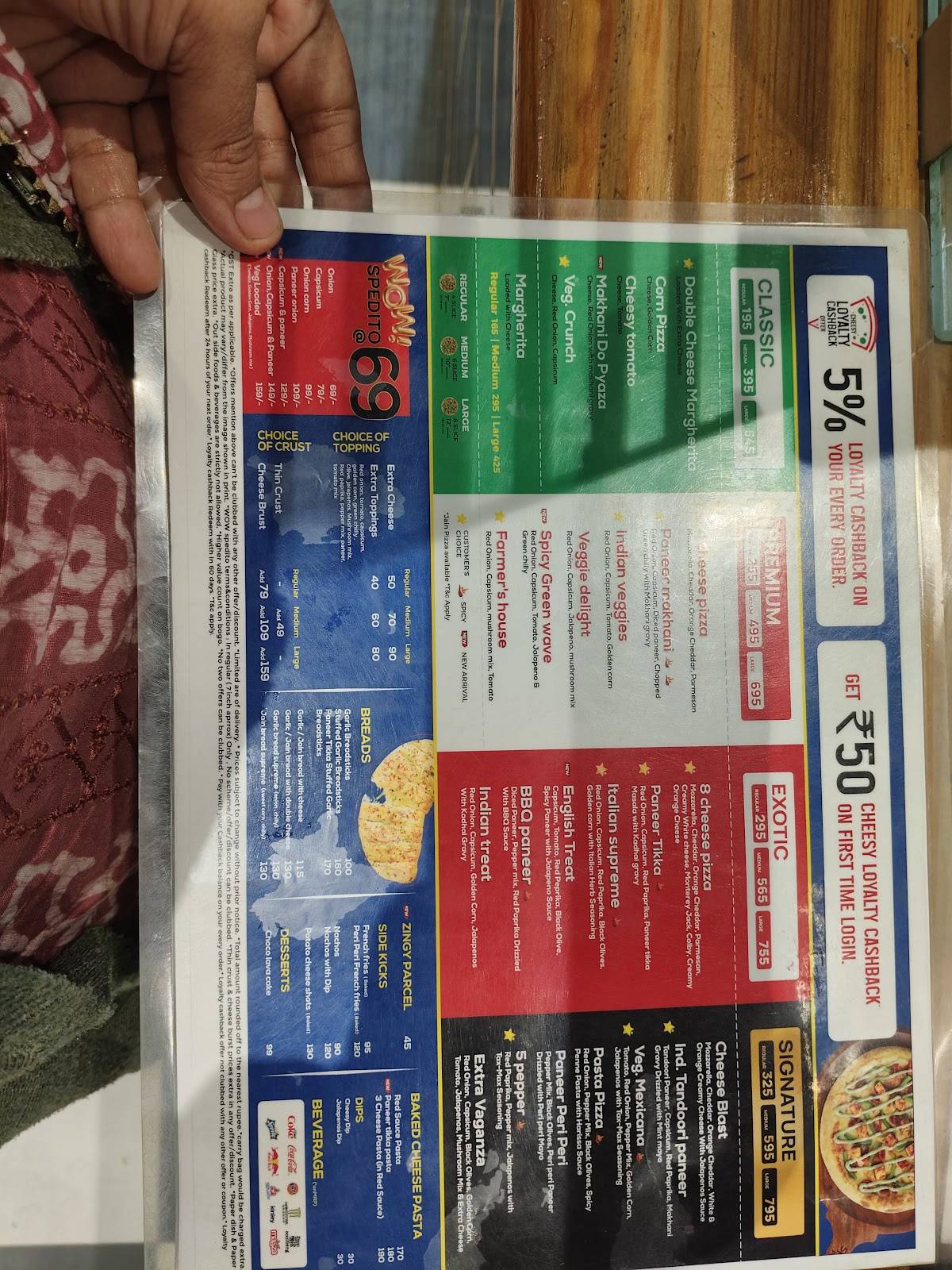 Spedito Pizzeria menu
