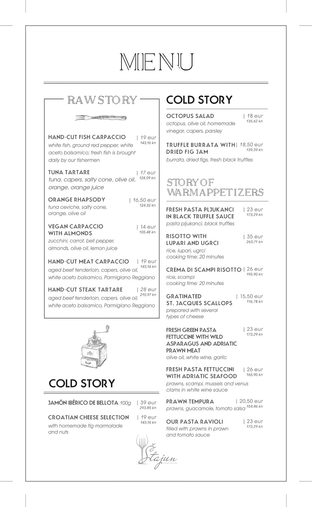 Menu di Restaurant Stajun Hvar 