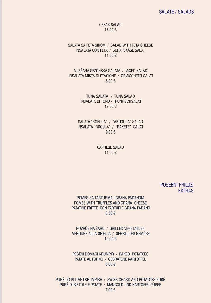 Menu di Restaurant Stella Di Mare 