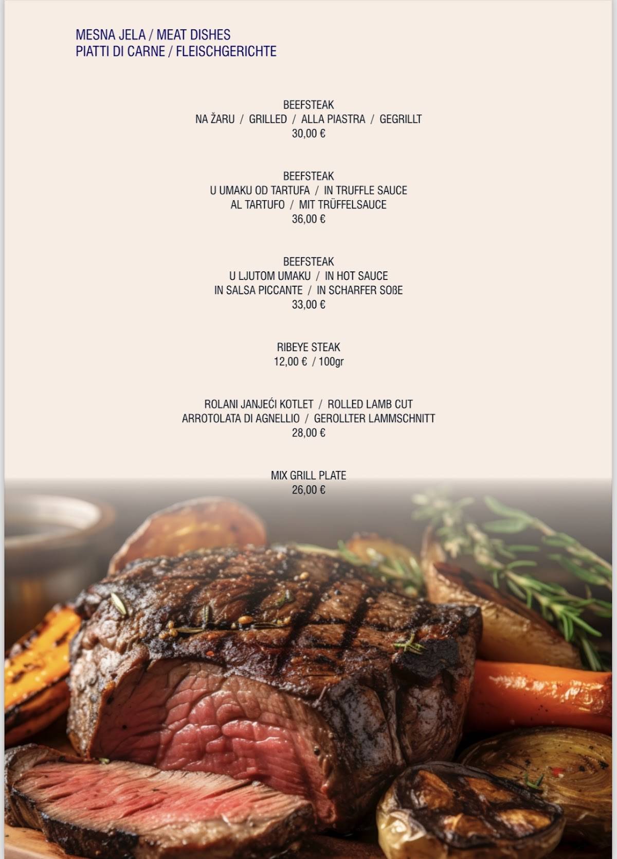 Menu di Restaurant Stella Di Mare 