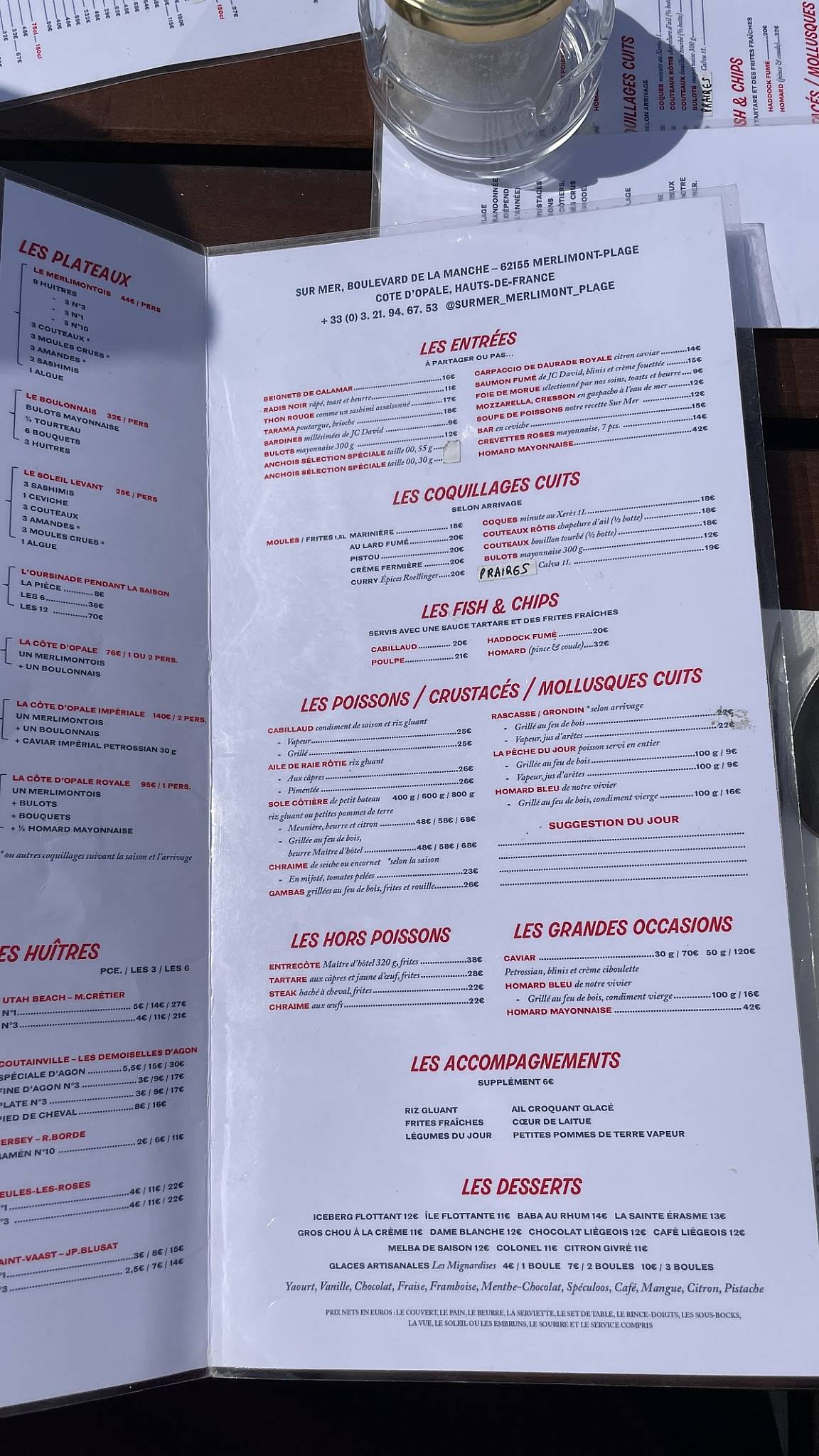 Menu de Sur Mer