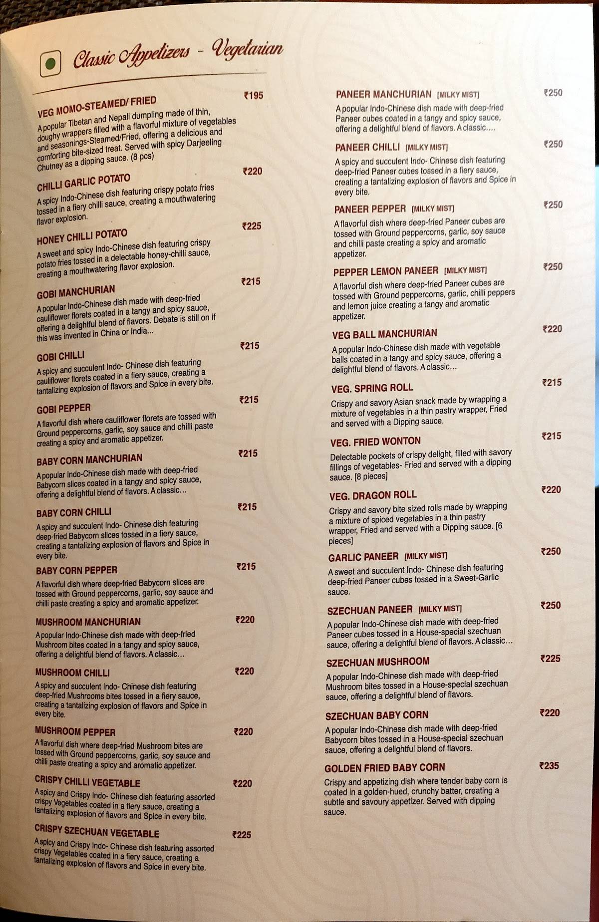 Szechuan Dragon menu