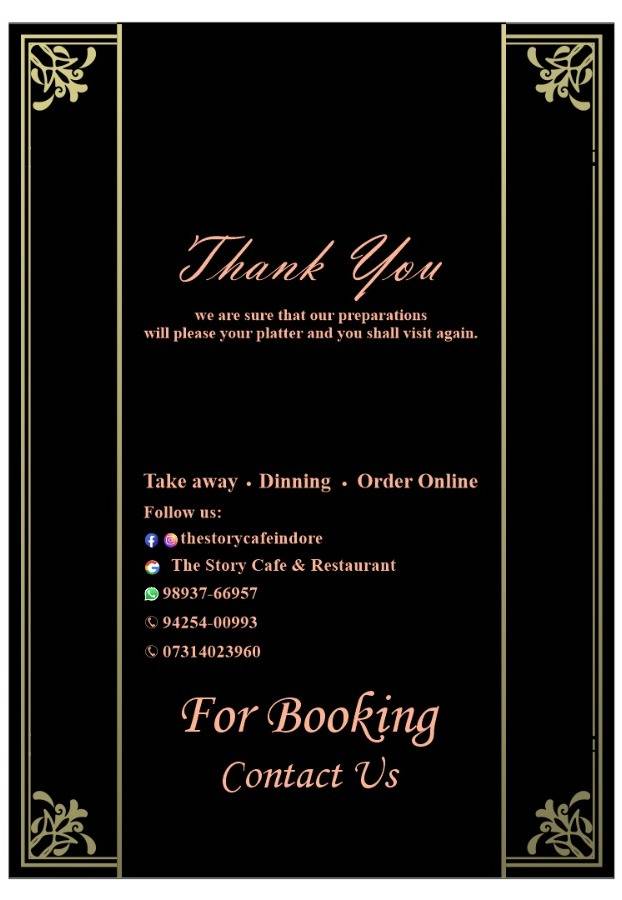 THE STORY CAFE & RESTAURANT menu