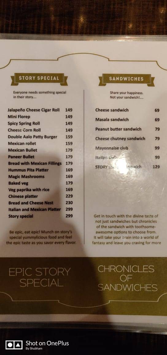 THE STORY CAFE & RESTAURANT menu