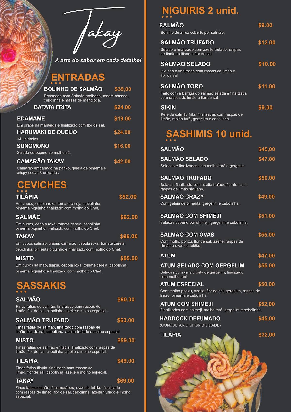 Takay Sushi cardápio