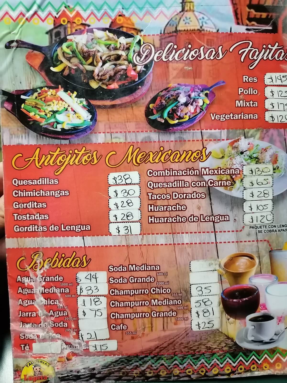 Carta del restaurante Taquerias Lupita's, Heroica Nogales, Av. Alvaro