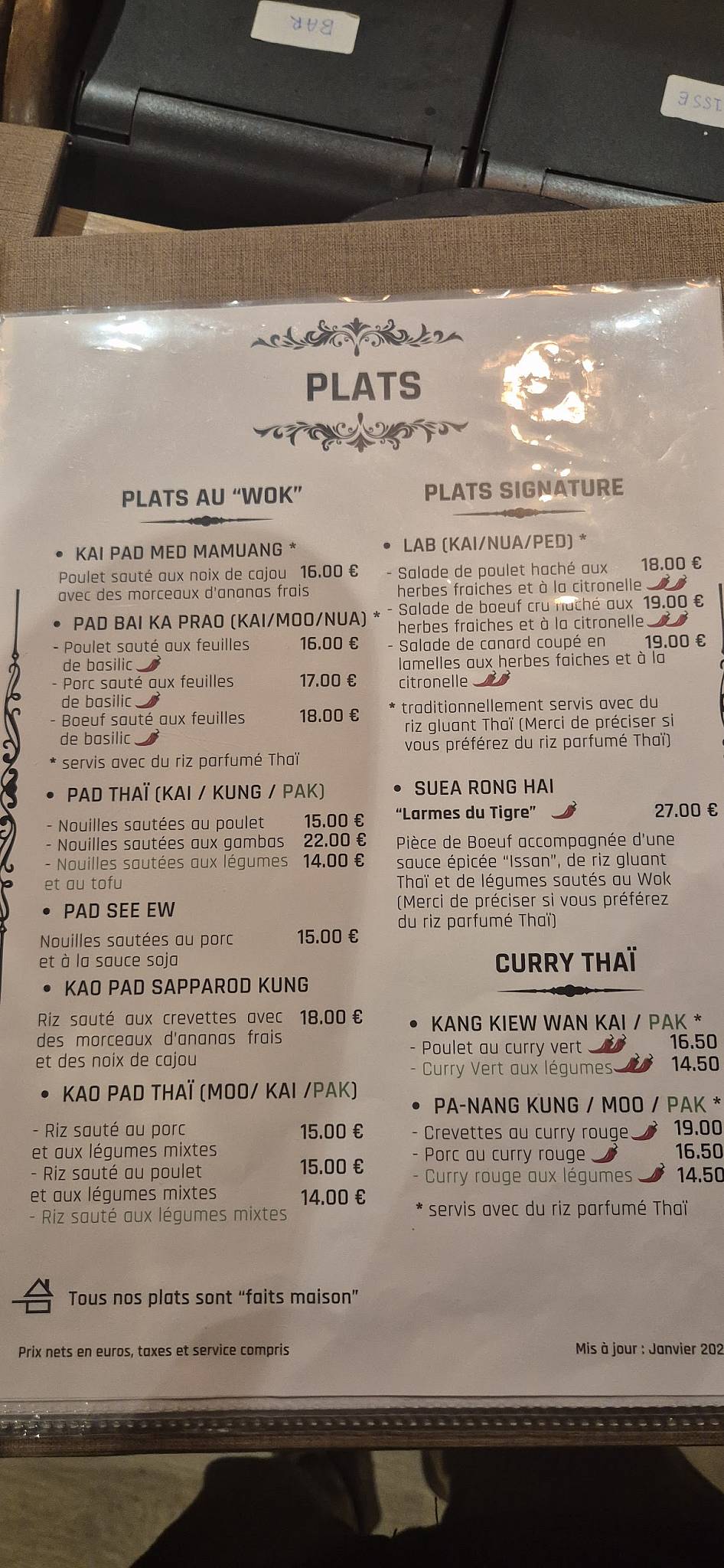 Menu de Thaï Issan Restaurant