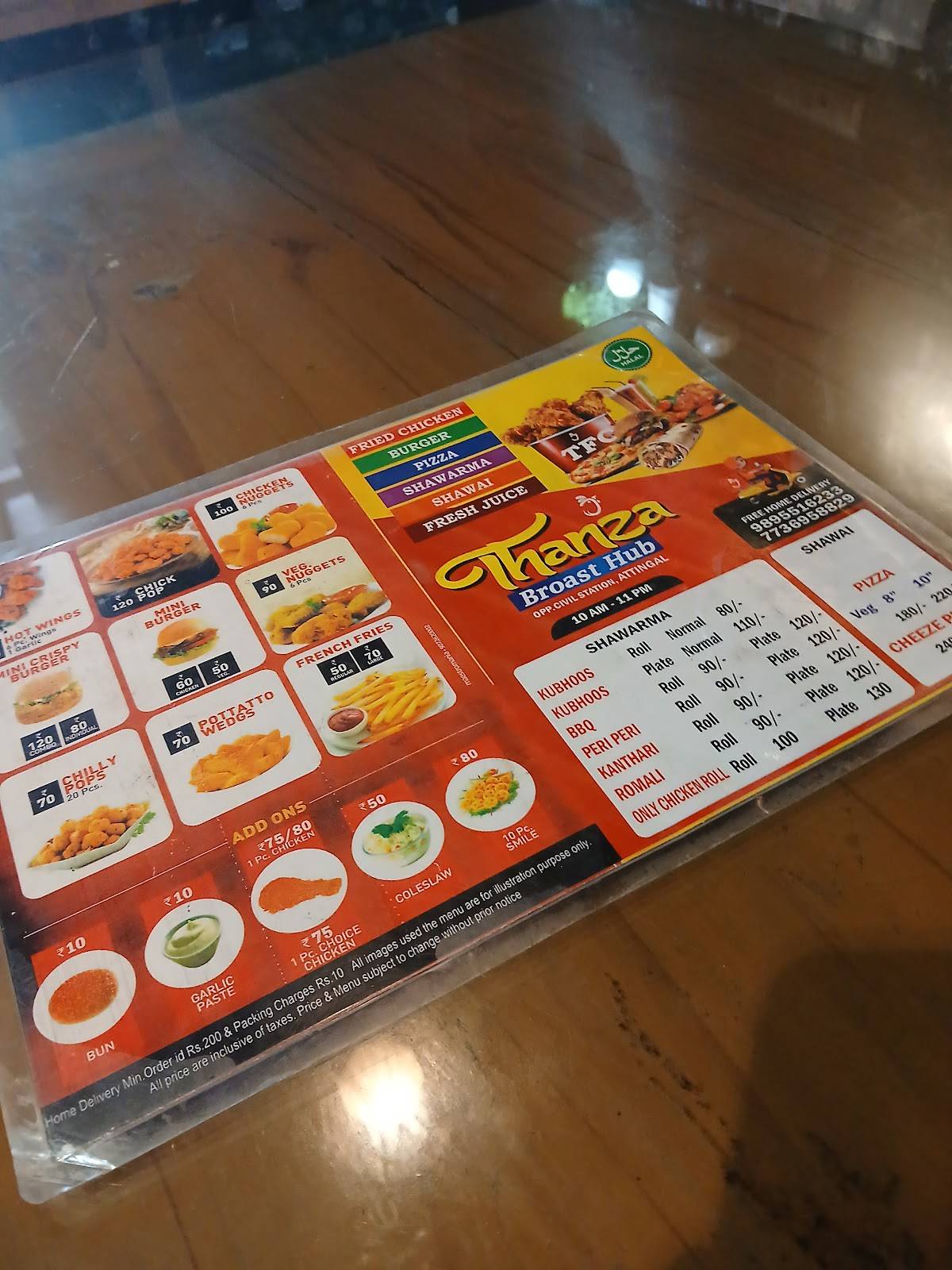 Thanza Broast Hub menu