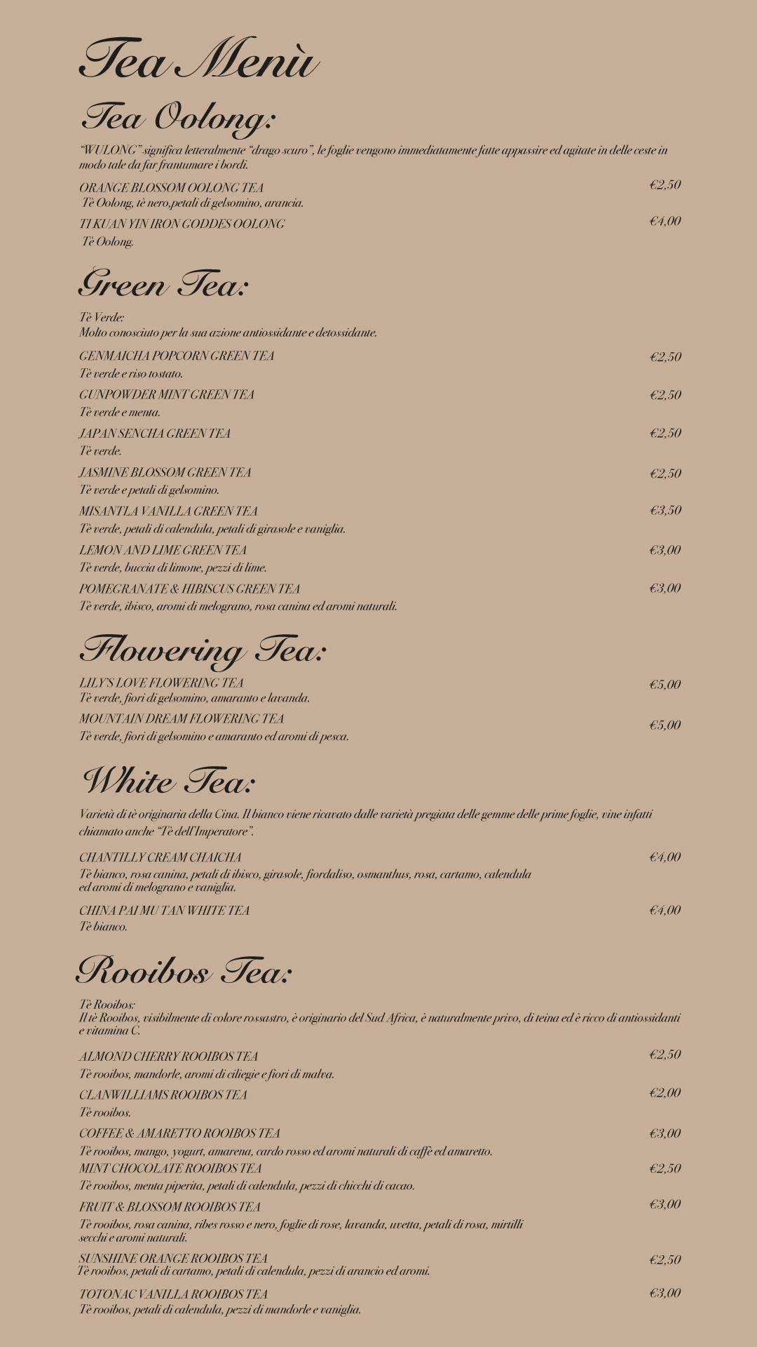 Menu di The Harp Tea Room 