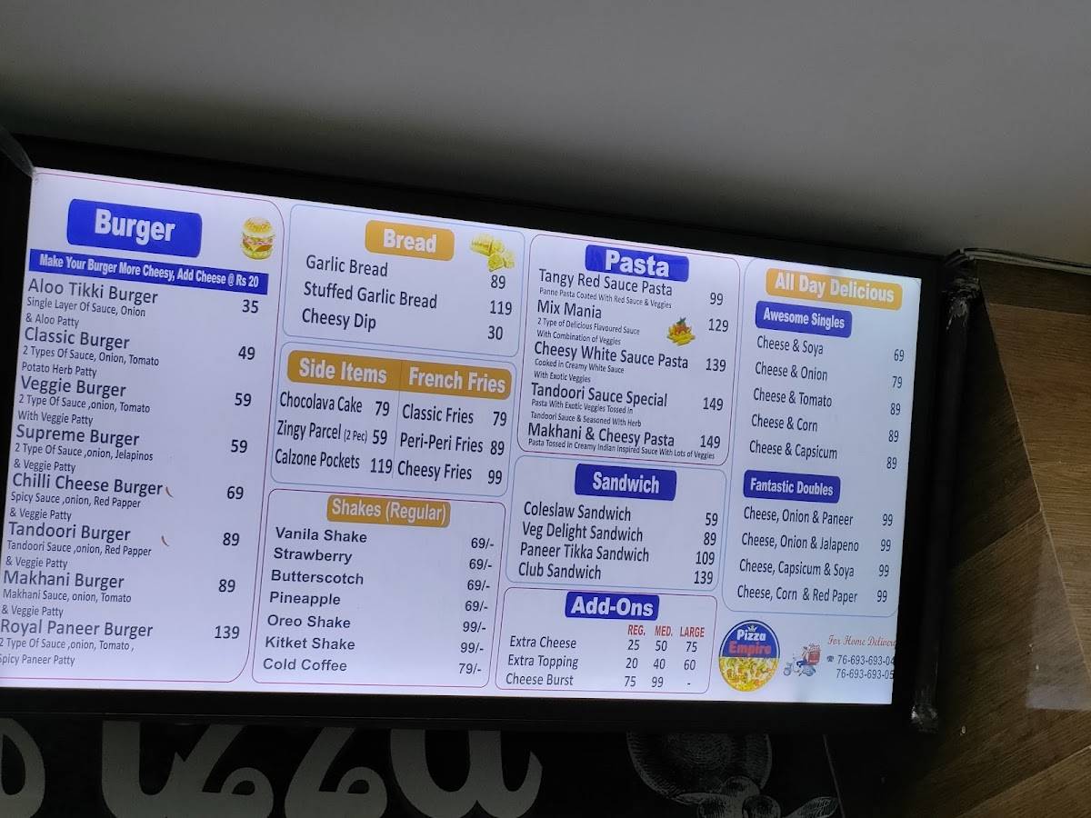 Menu at The Pizza Empire Bharatpur, Bharatpur