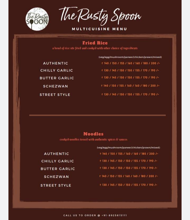 The Rusty Spoon menu