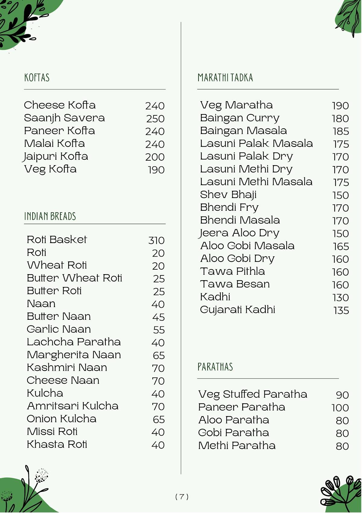 The Table Restaurant - Family Garden & Kitchen menu