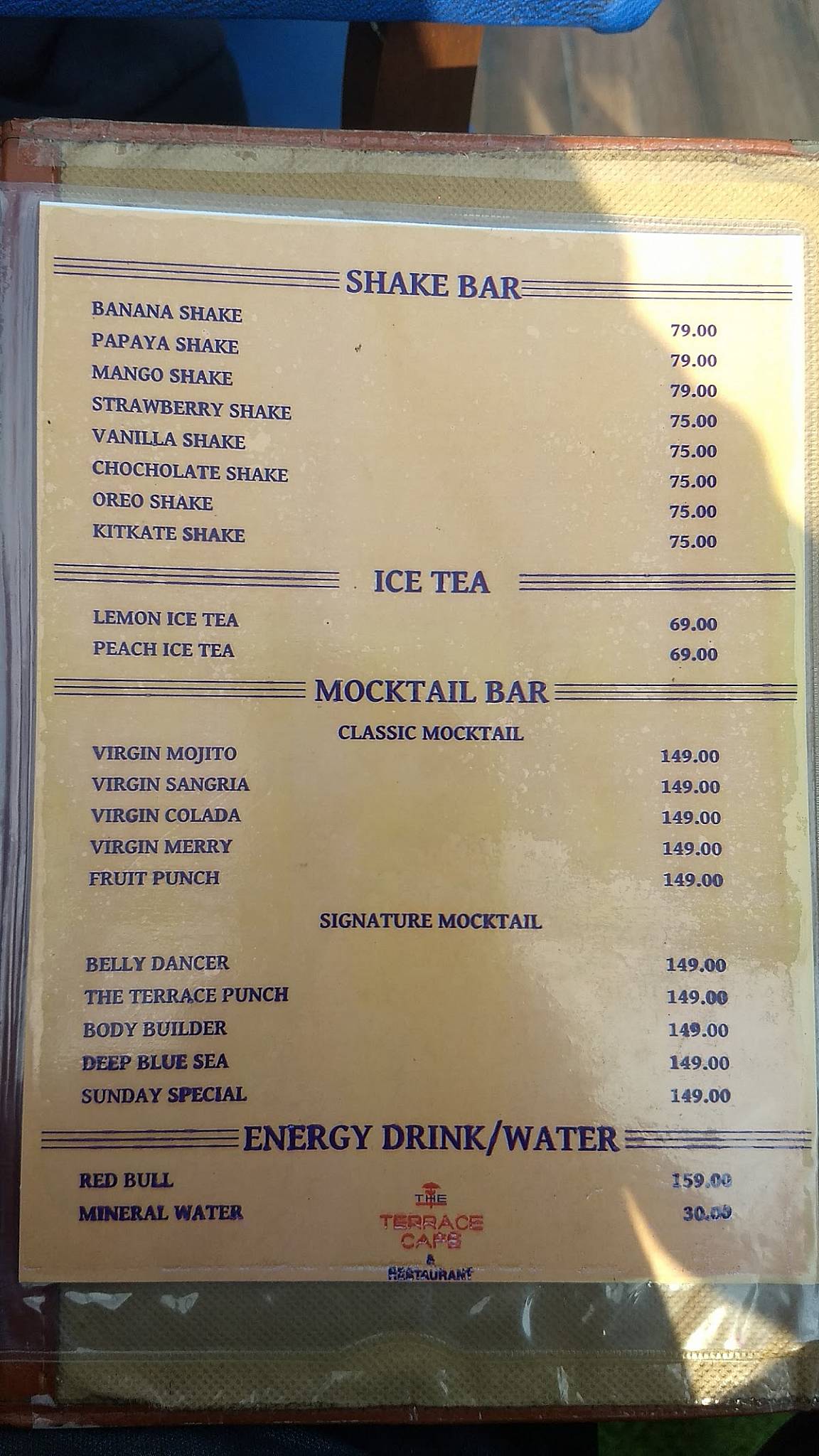 Menu at The Terrace Cafe & Restaurant, Haridwar