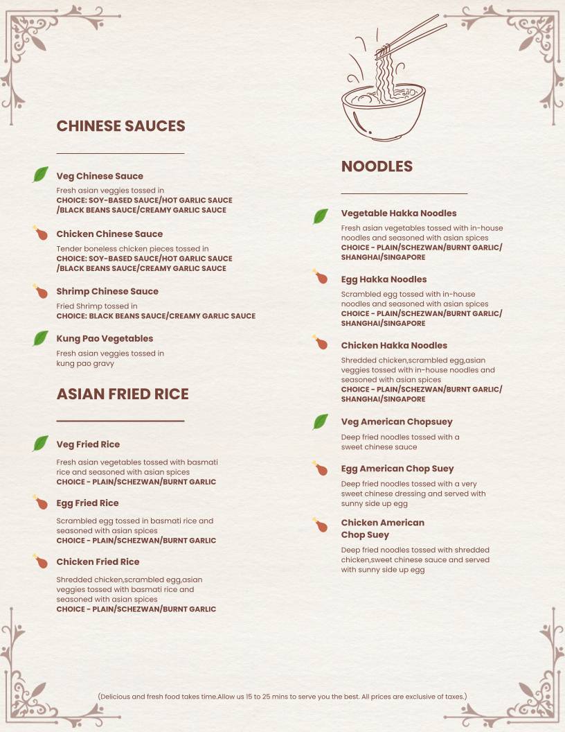 The White Cashew menu