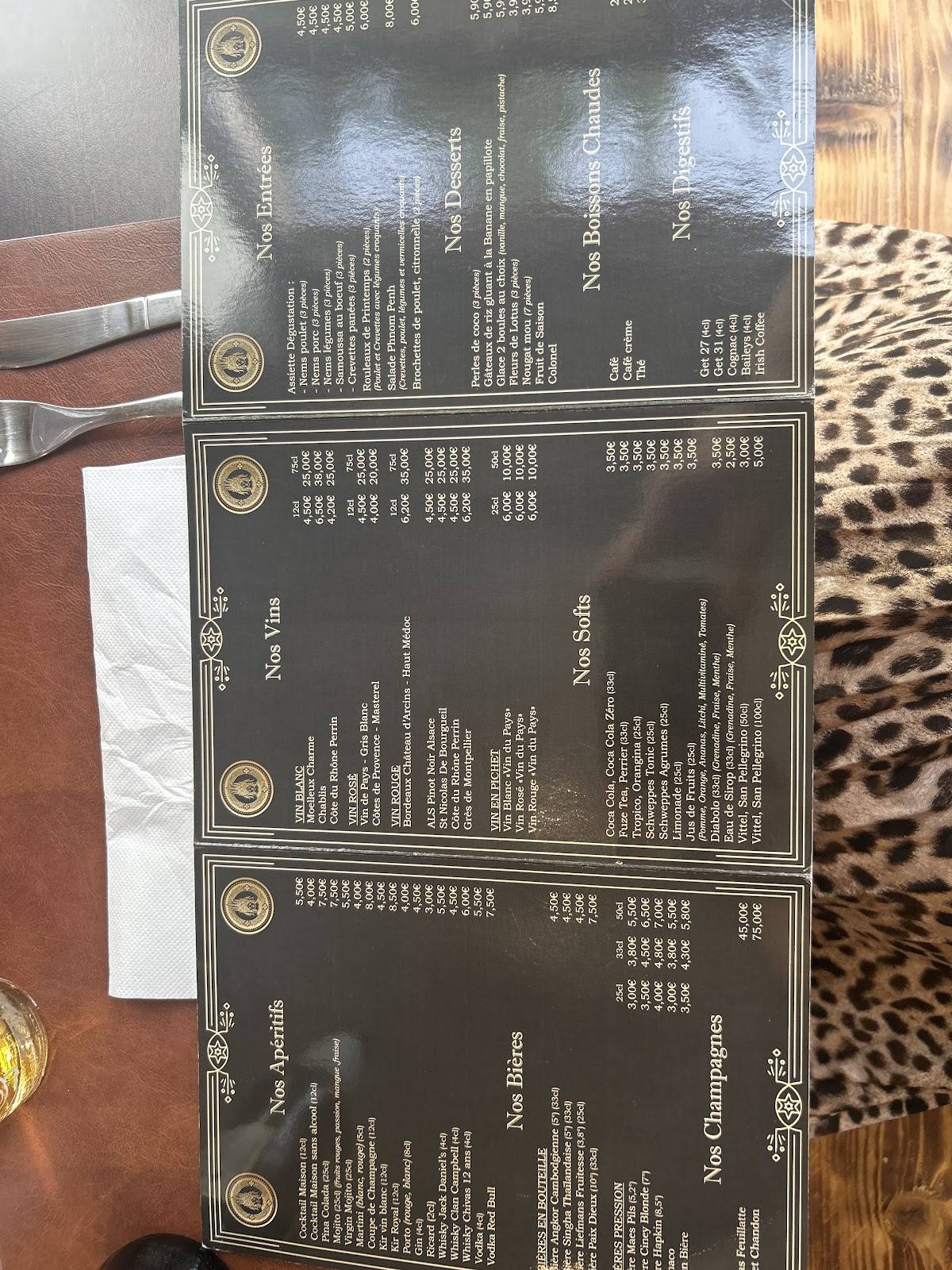 Menu de Thida Angkor