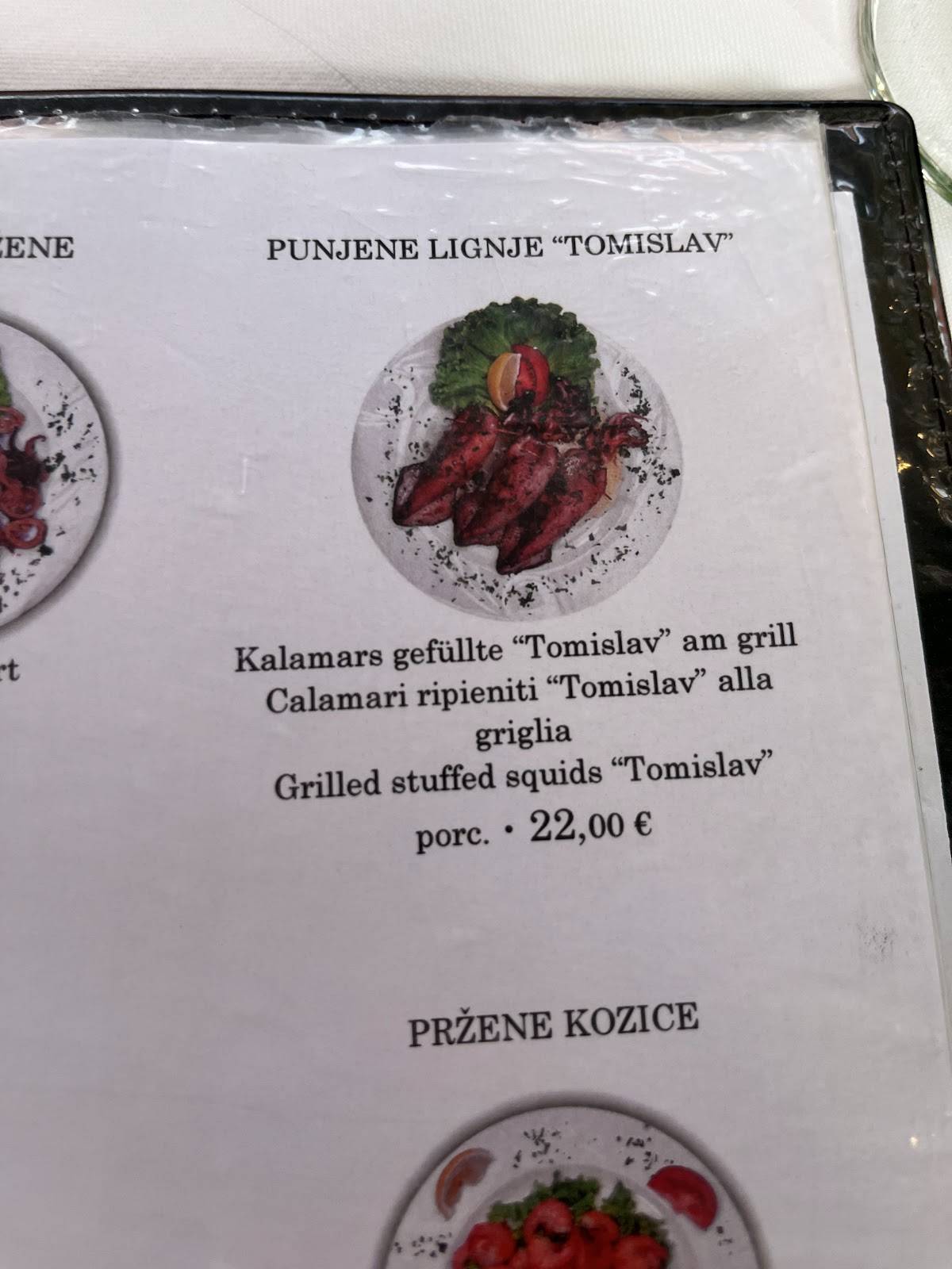 Menu de Tomislav