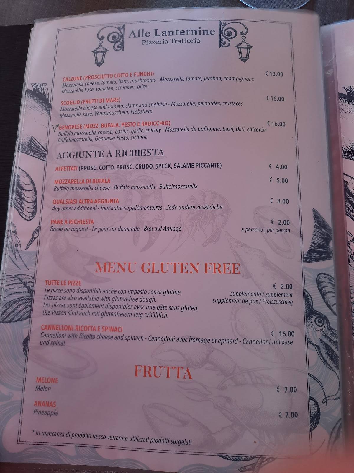 Menu di Trattoria Alle Lanternine 