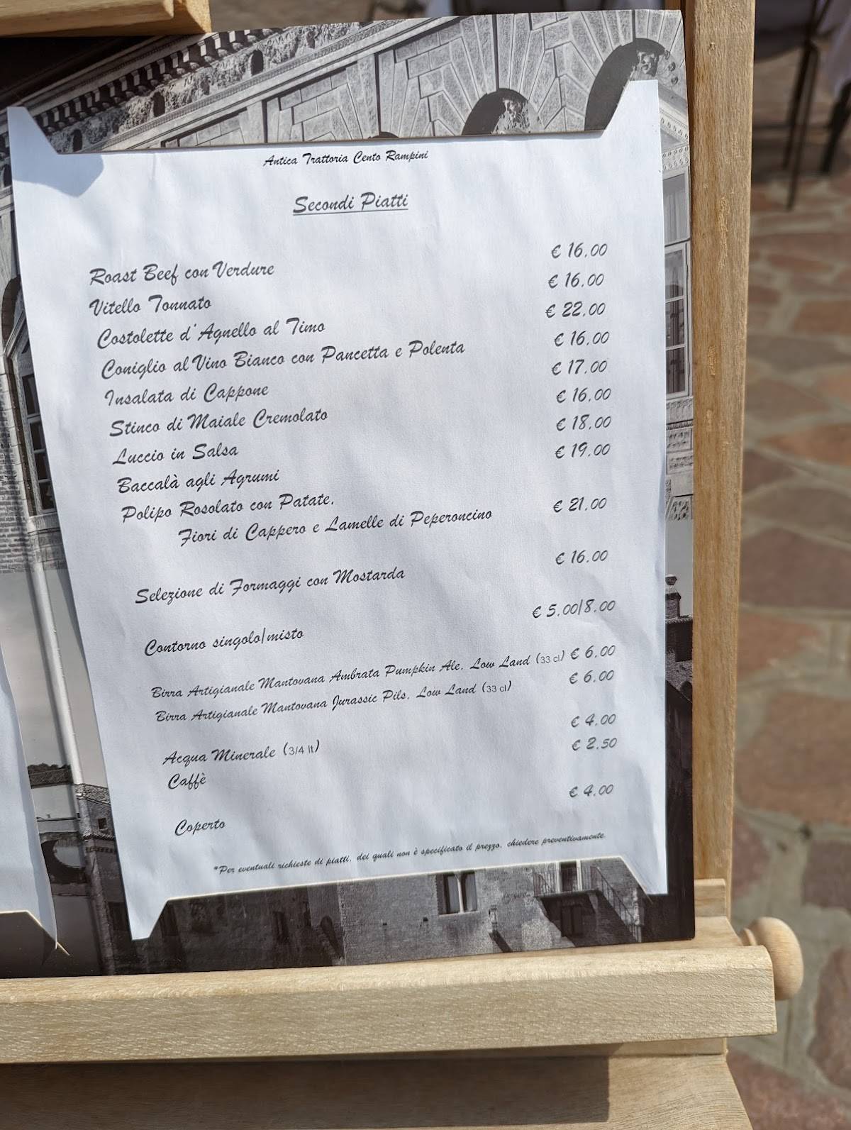 Menu di Trattoria Cento Rampini 