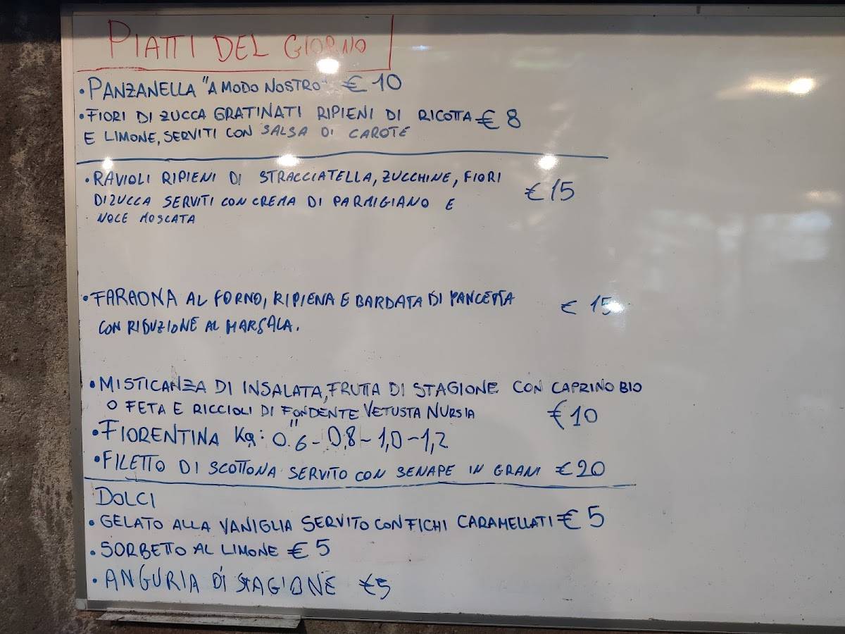 Menu di Trattoria del Borgo Elce 