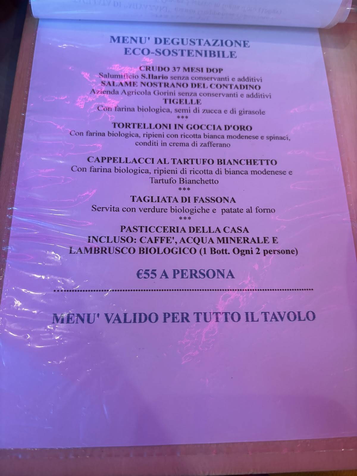 Menu di Trattoria la Ciuséra 