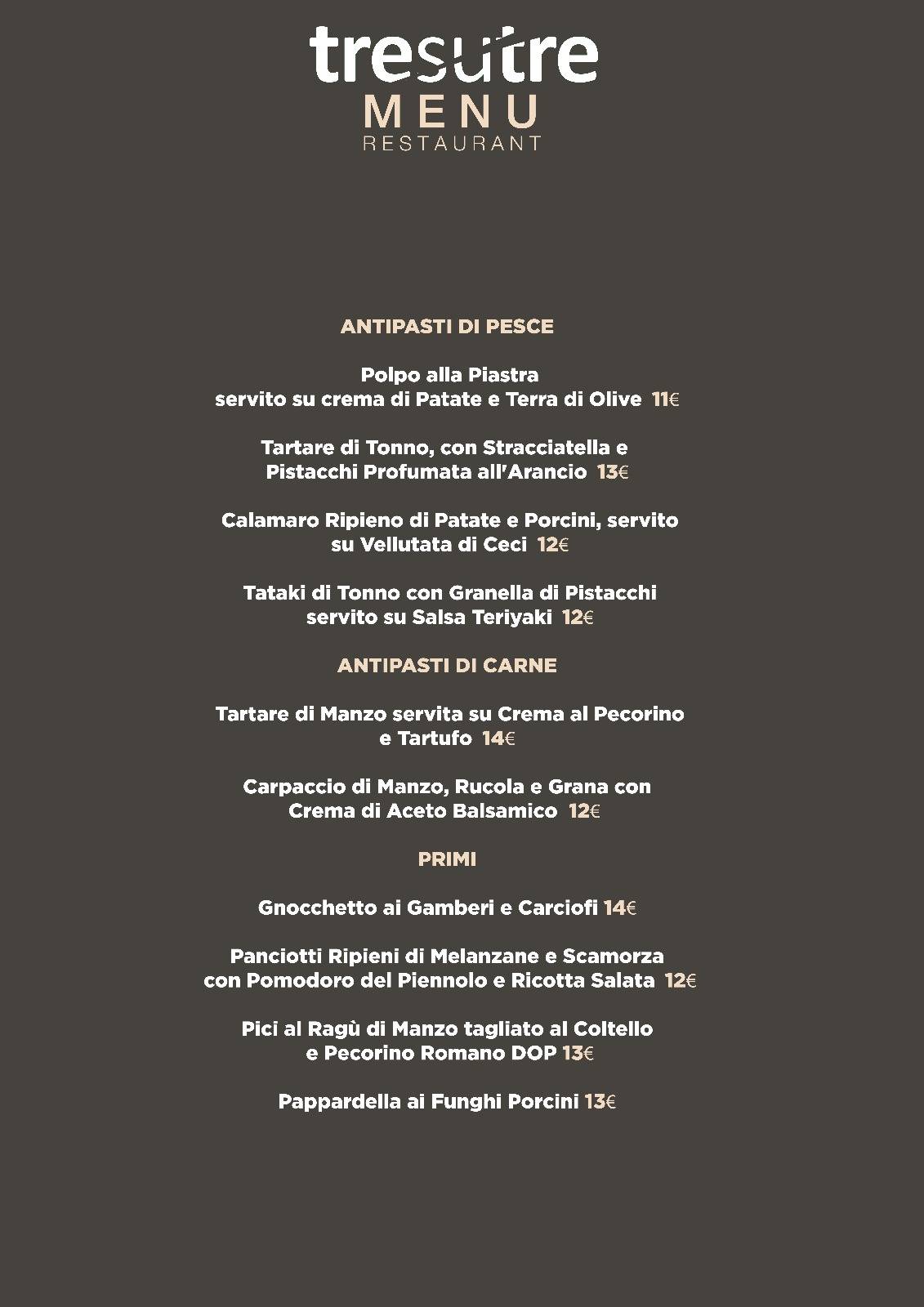 Menu di Tresutre 