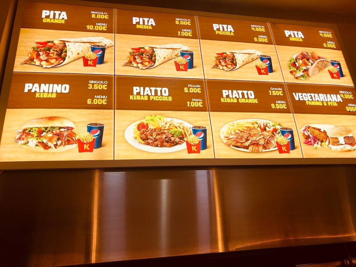 Menu de Turkish kebab