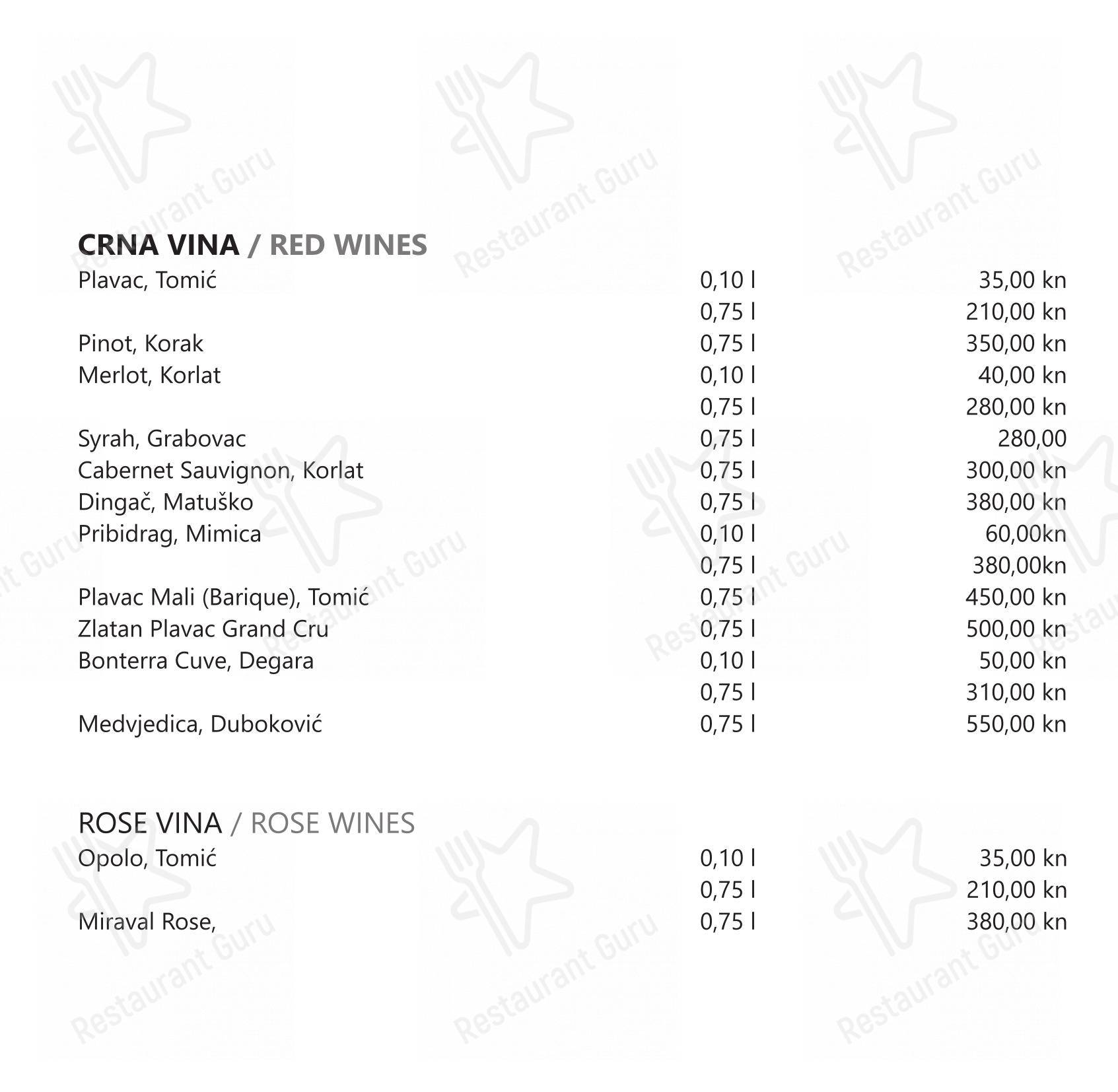 Menu per Restaurant Tusculum in Salona