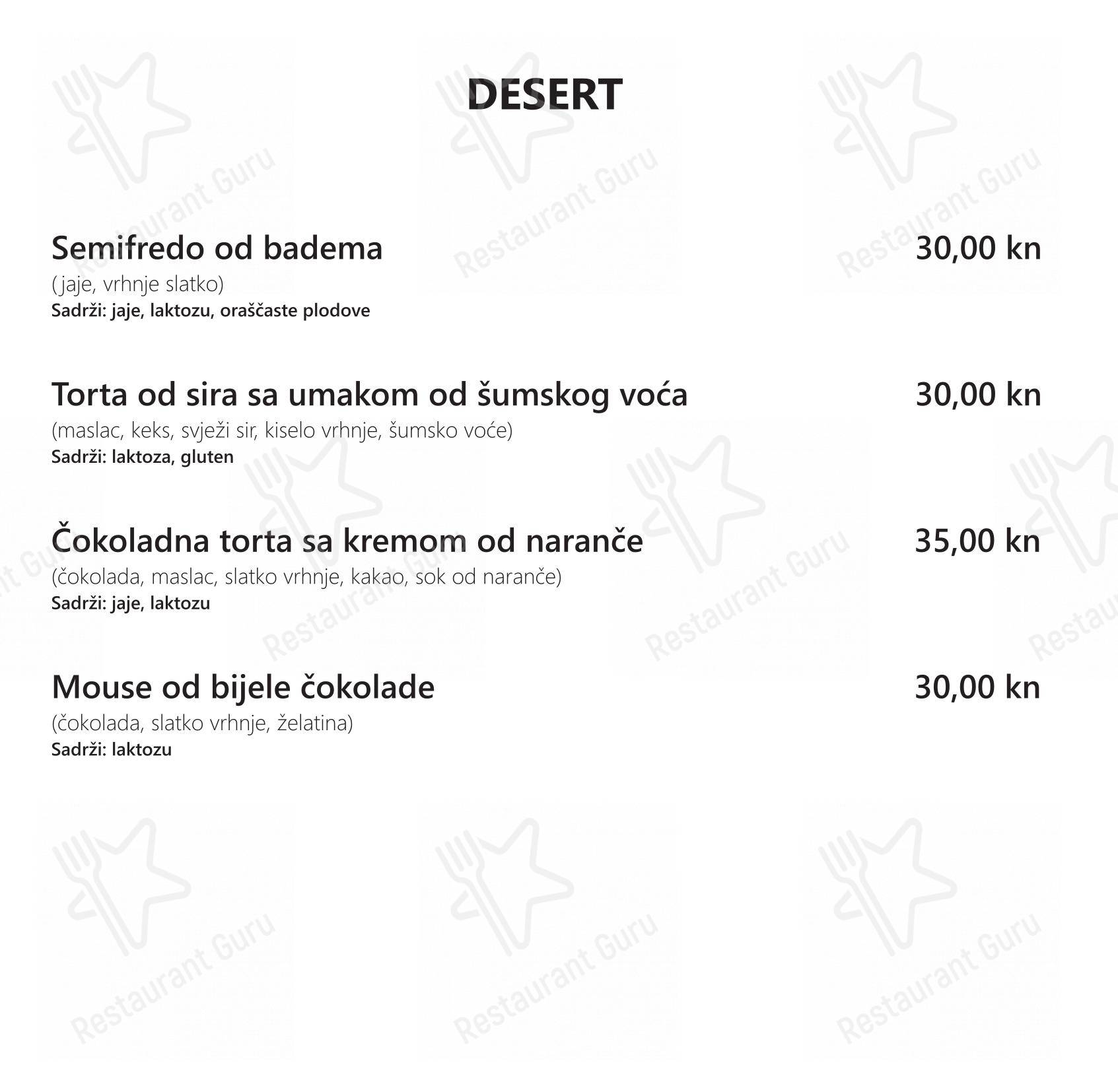 Restaurant Tusculum in Salona - Menu