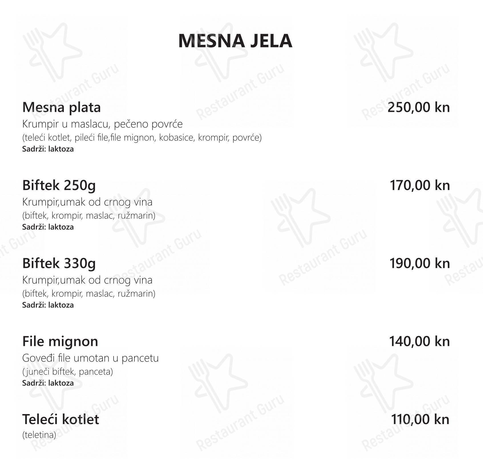 Menu per Restaurant Tusculum in Salona