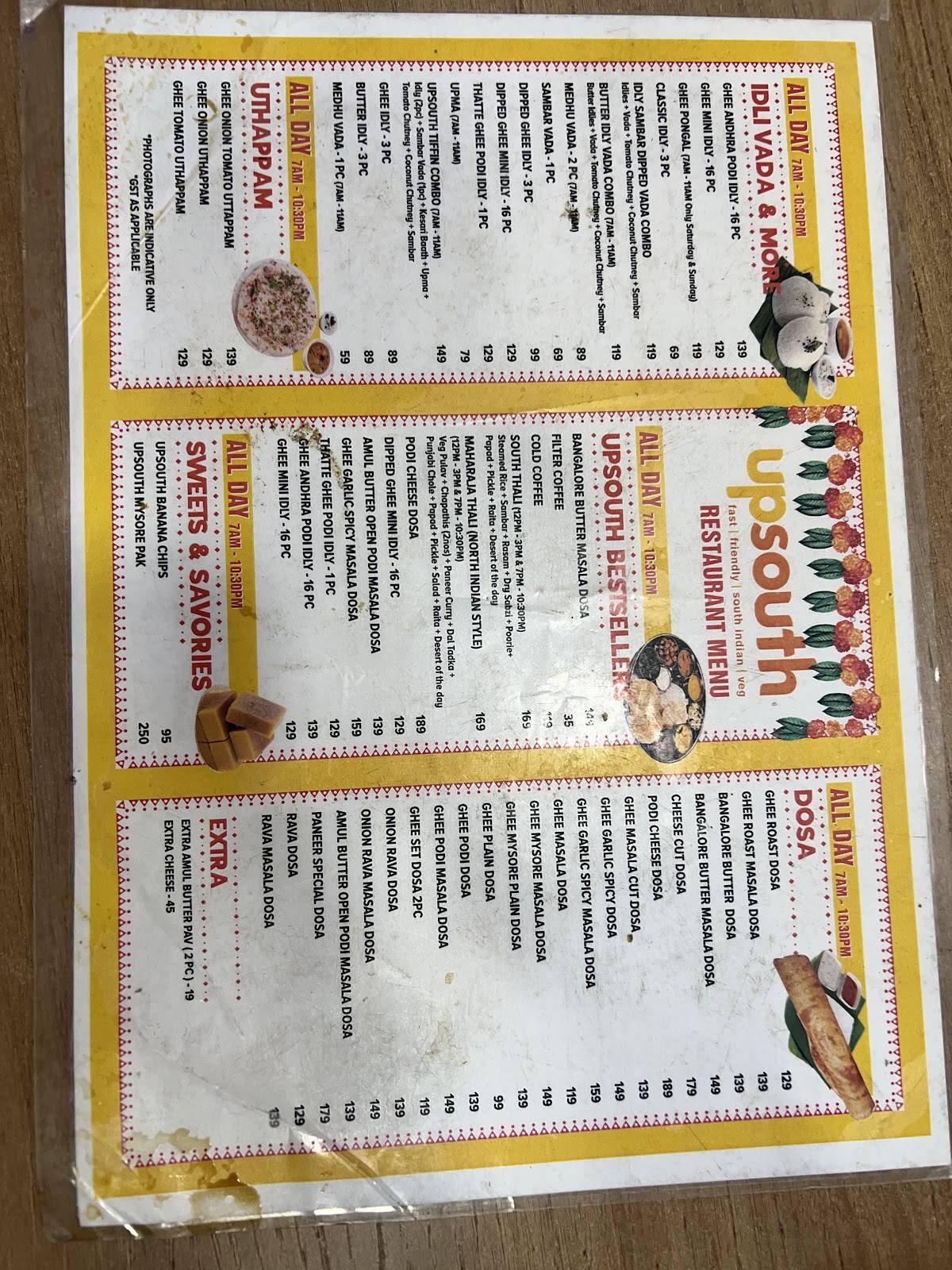 Upsouth Aundh menu