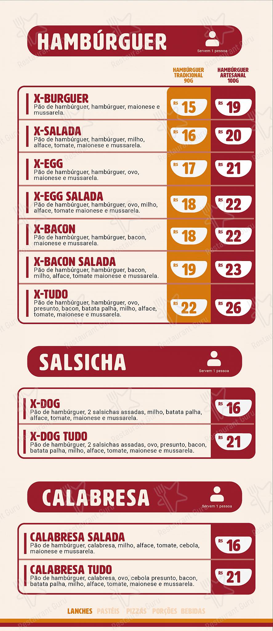 Varola Lanches e Restaurante, Marmitaria menu - refeições e bebidas