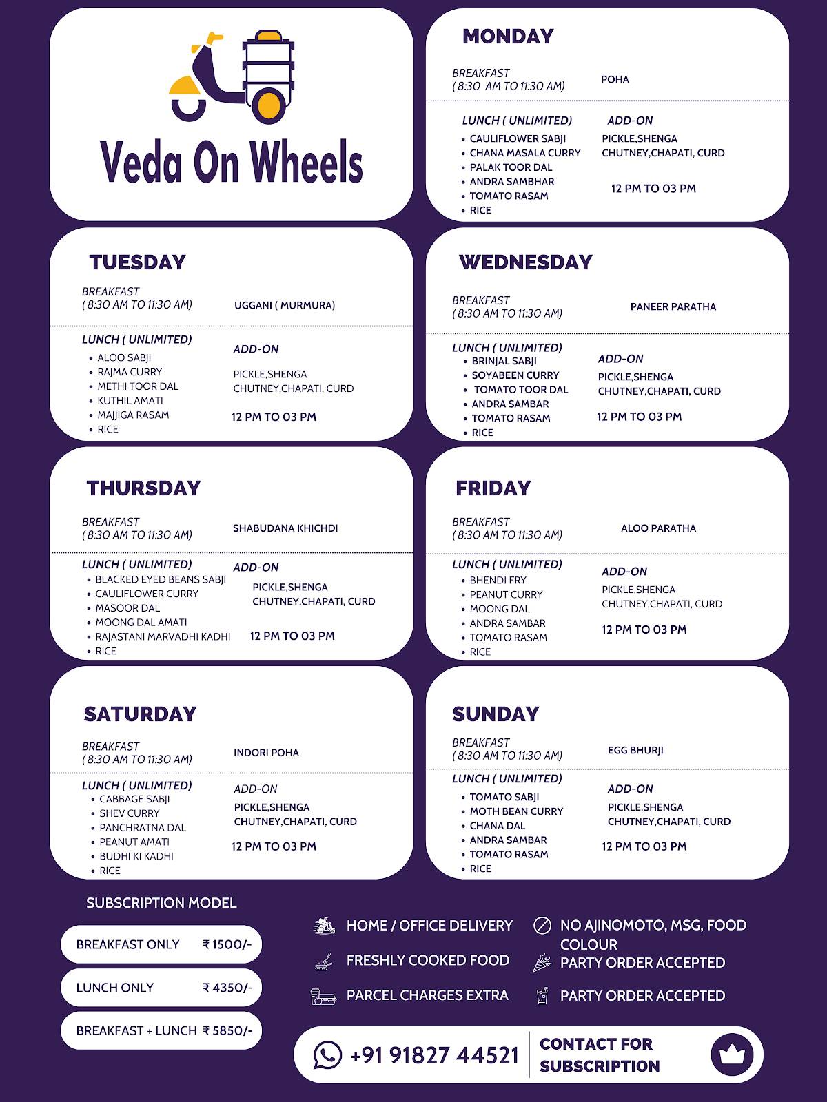 Veda Kitchen menu