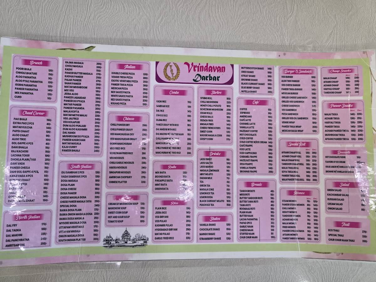 Vrindavan Darbar menu