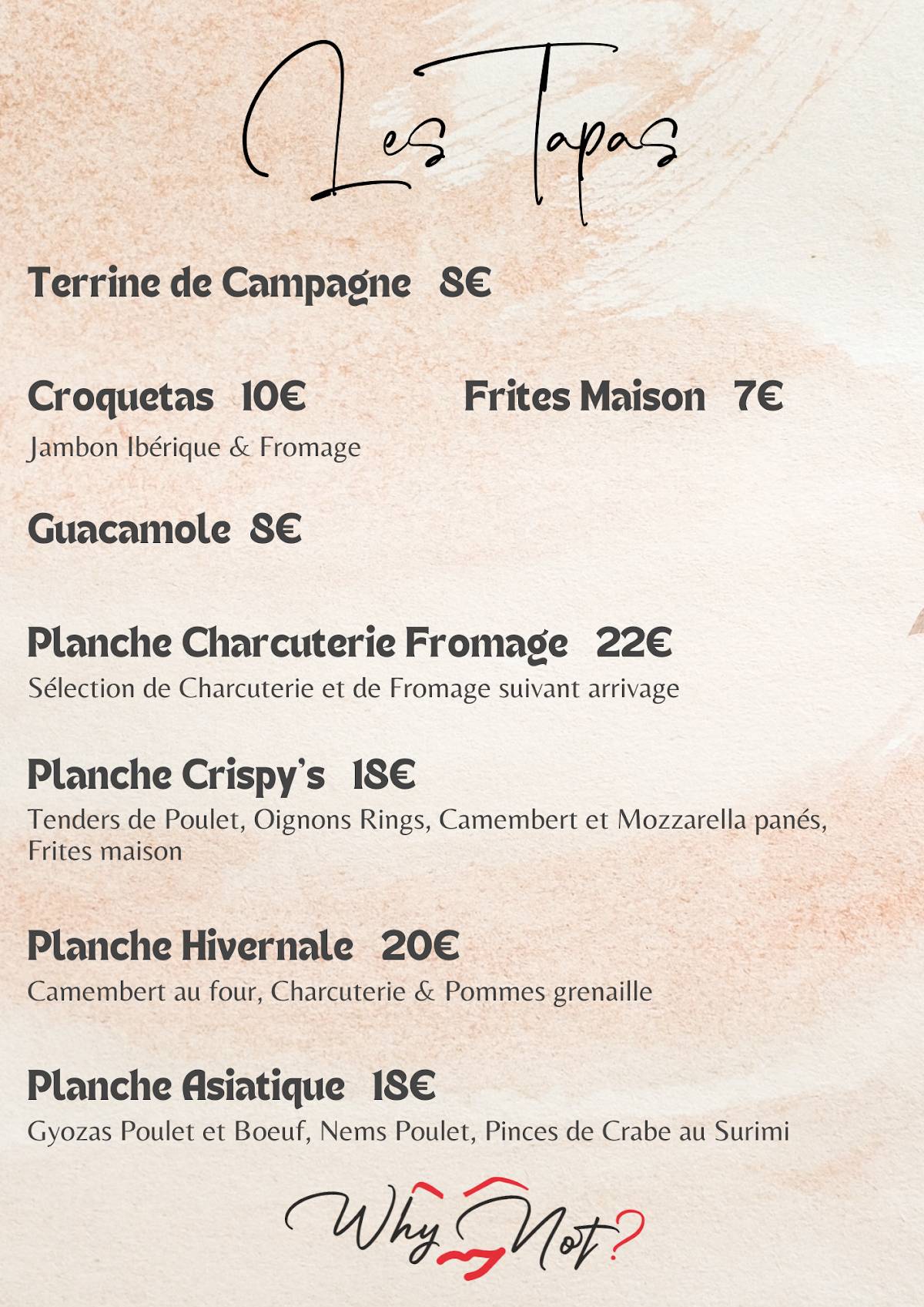 Menu de Why Not