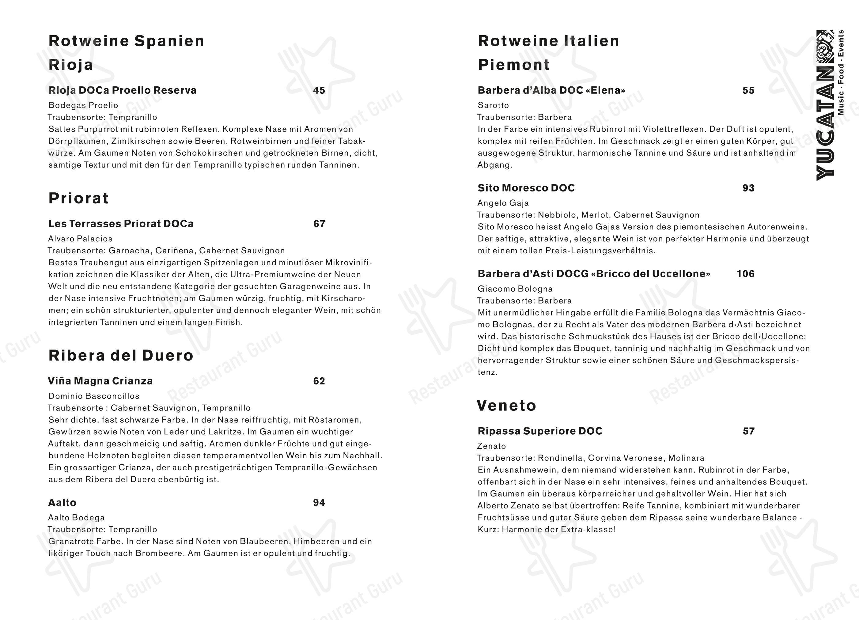 Menu di Yucatan Kitchen&Bar - Menu