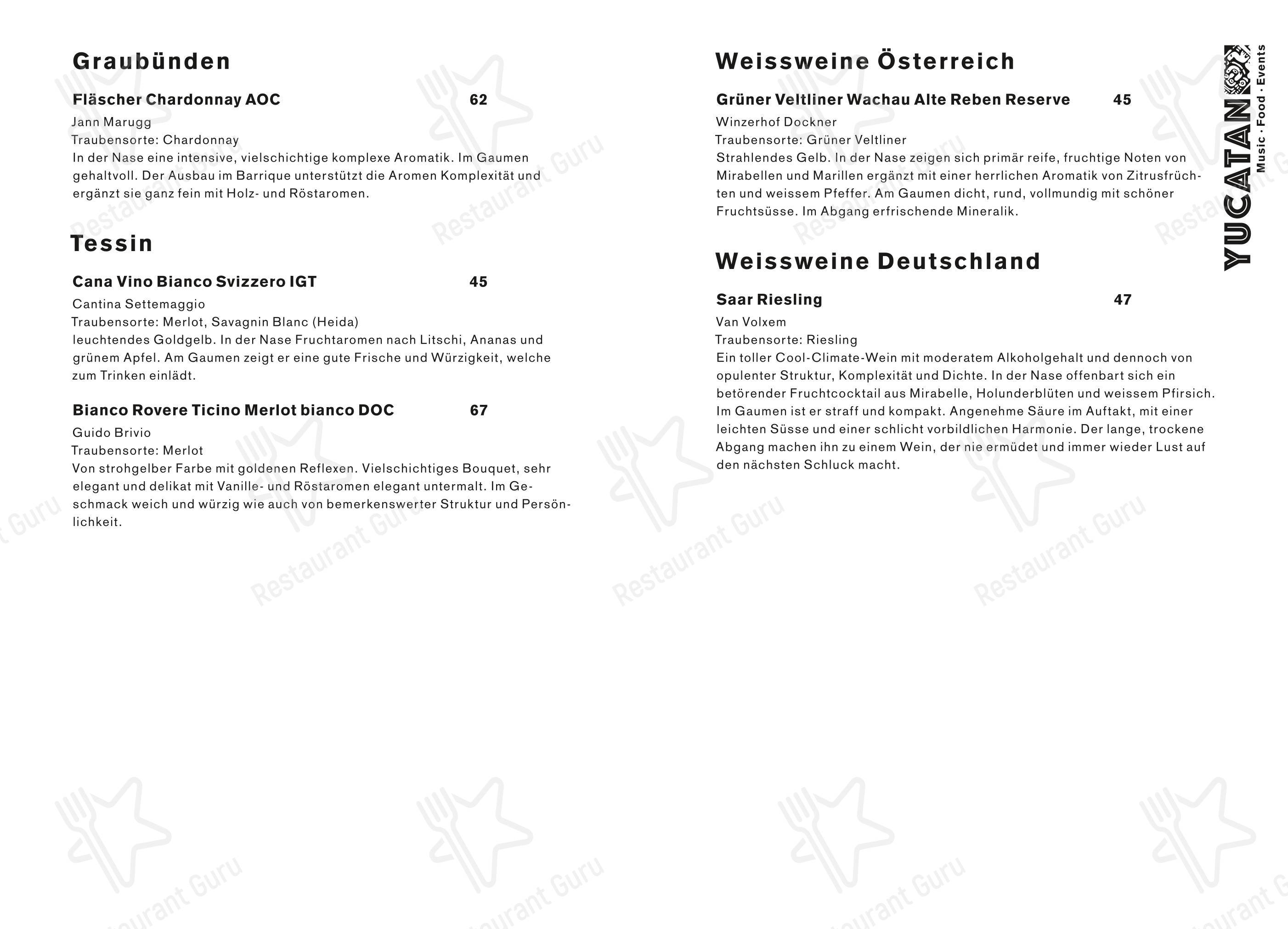 Menu per Yucatan Kitchen&Bar in Engelberg