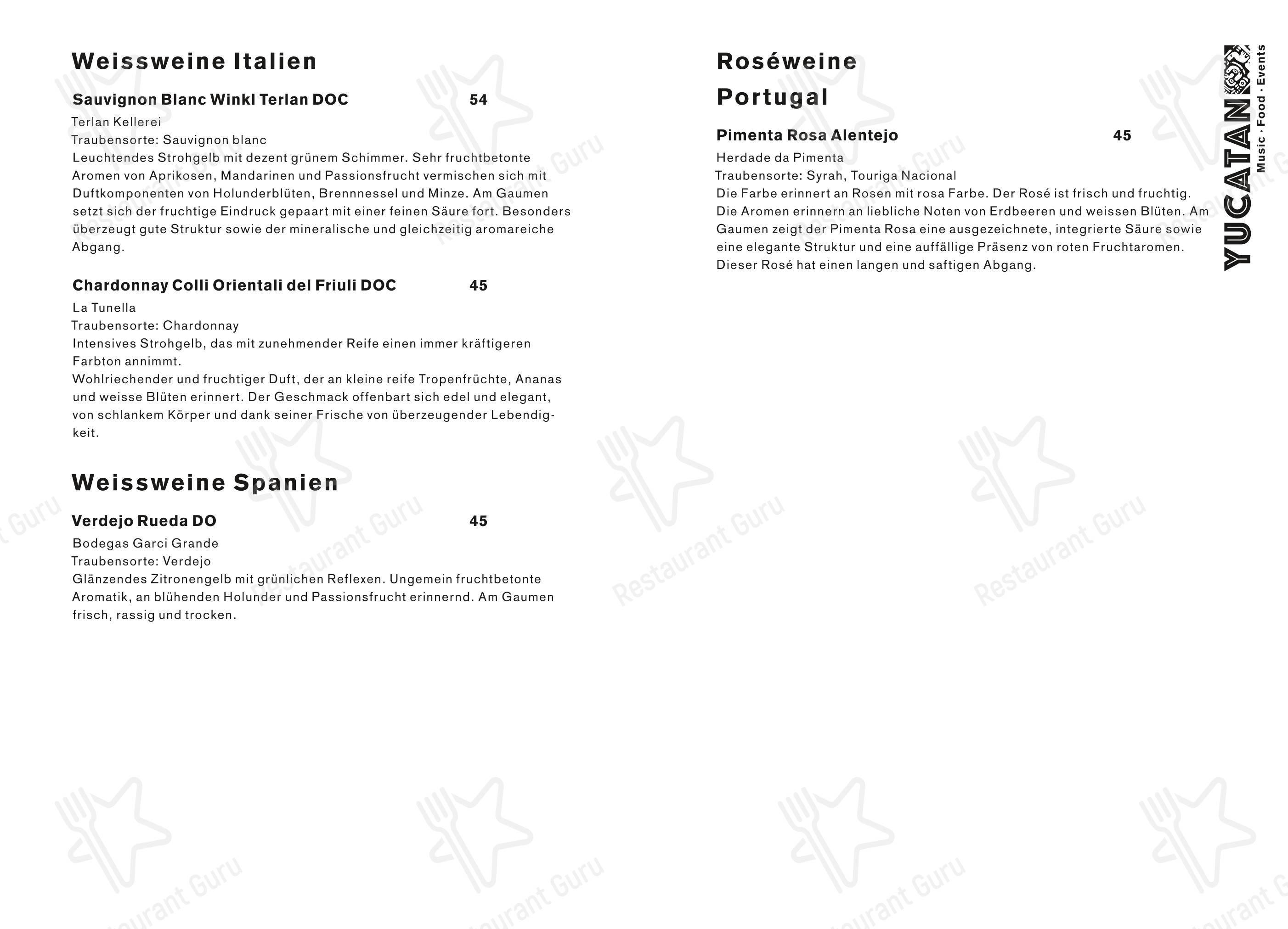 Yucatan Kitchen&Bar in Engelberg - Menu