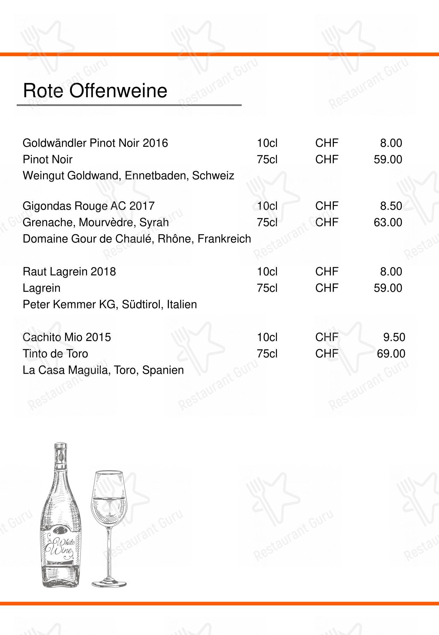 Restaurant elements in Baden - Основное меню