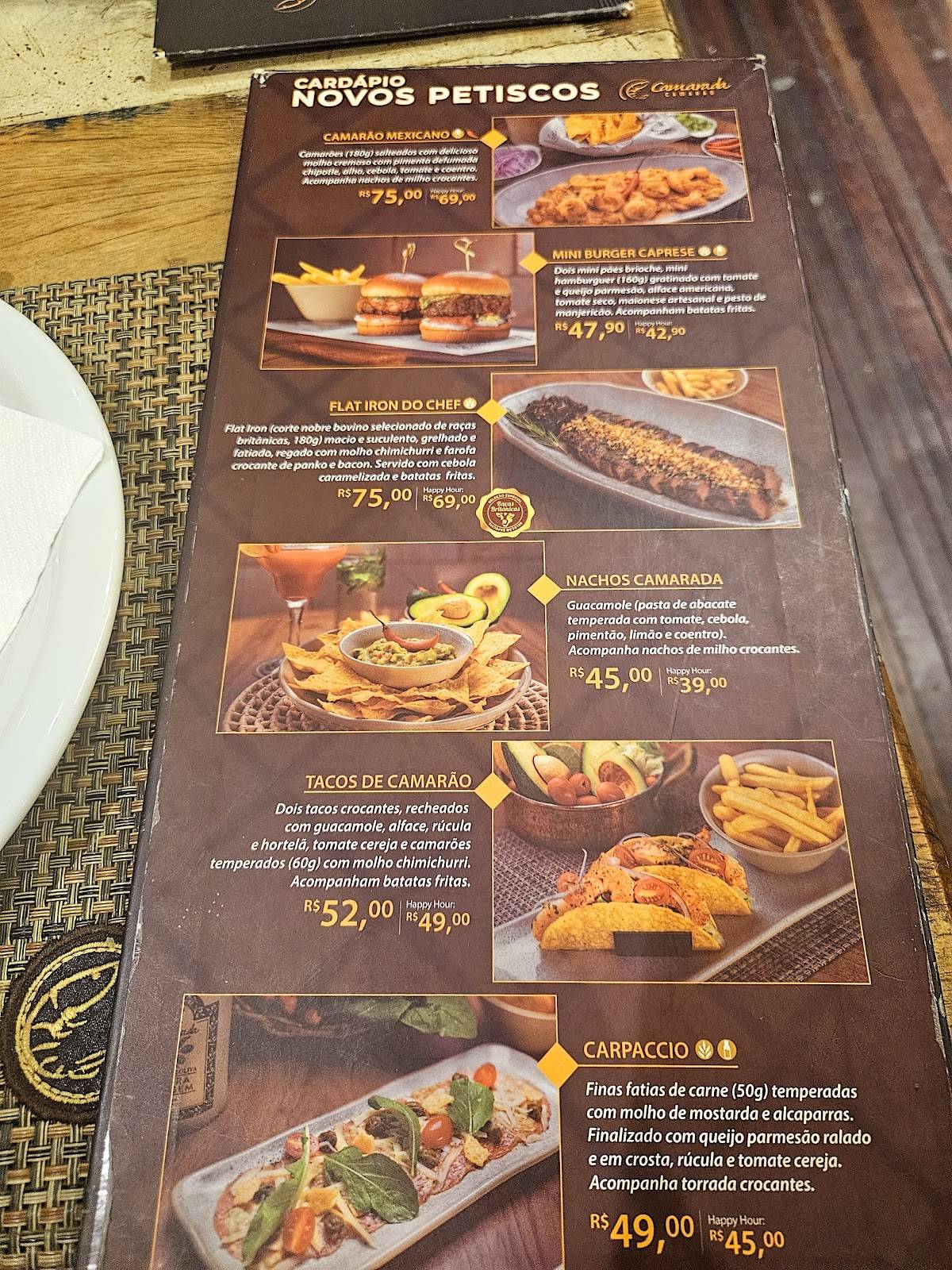 Restaurante Camarada Camarão cardápio