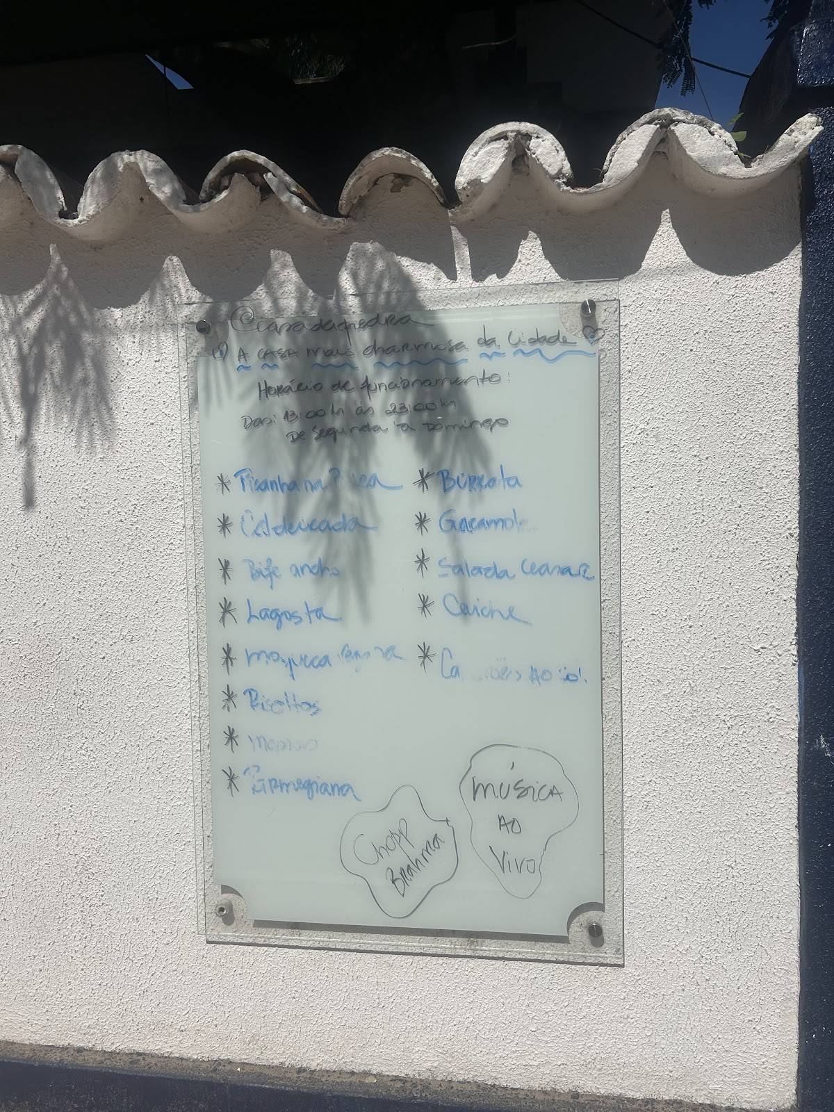 Restaurante Casa da Piedra cardápio