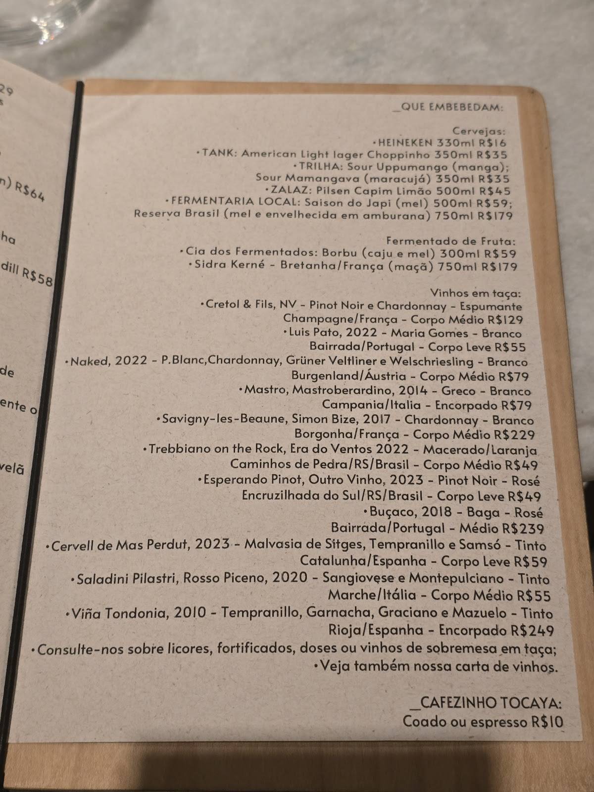 Restaurante Cepa cardápio