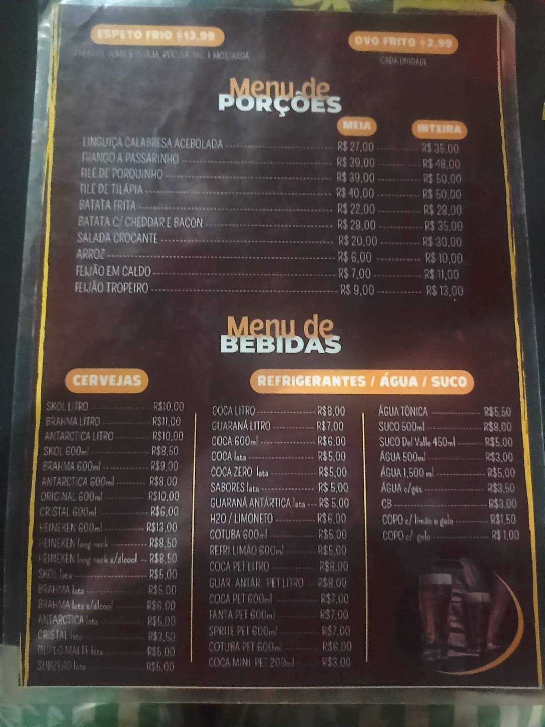 Restaurante Copo Sujo cardápio