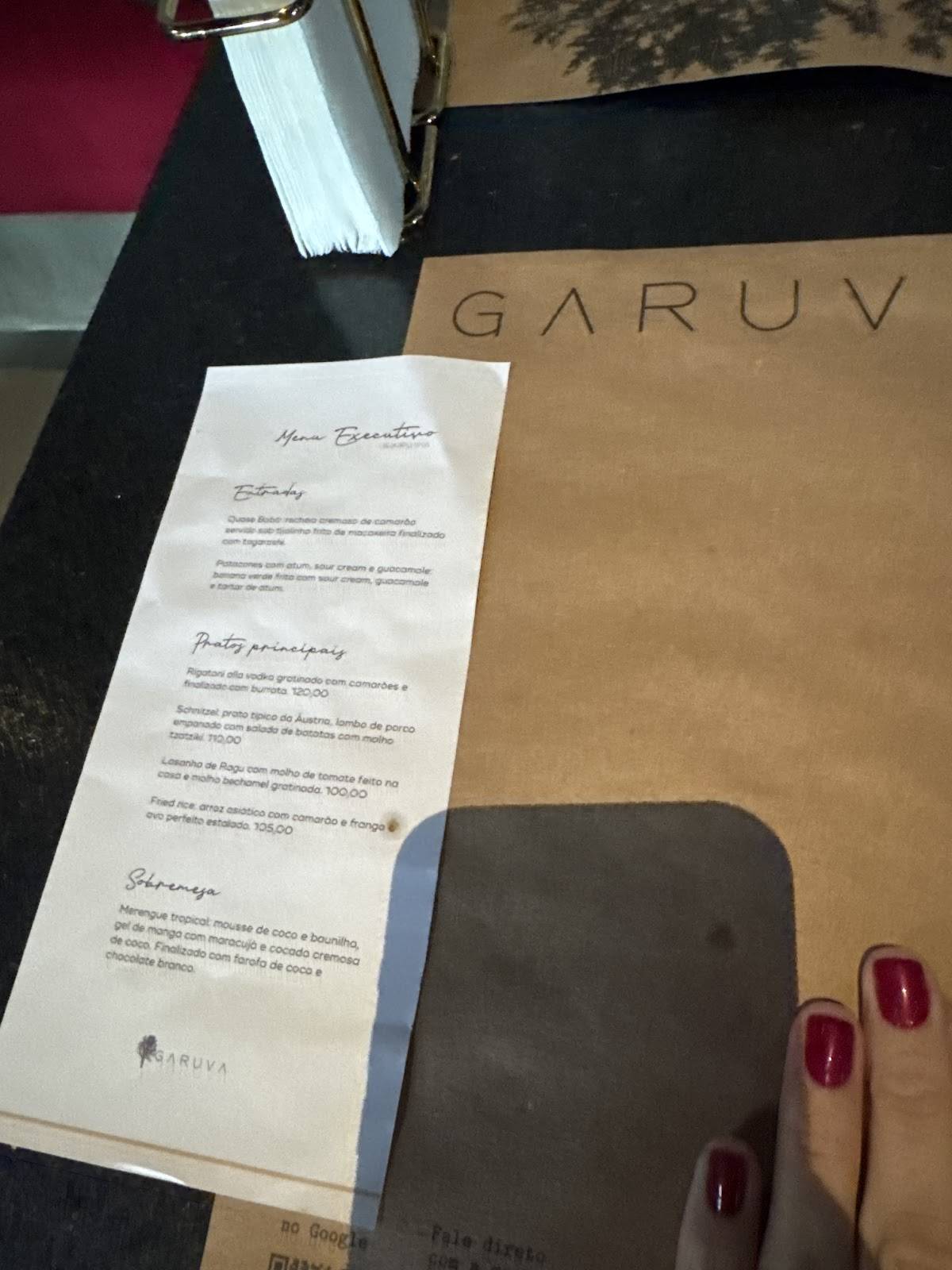 Restaurante Garuva Ponta Verde, Maceió cardápio