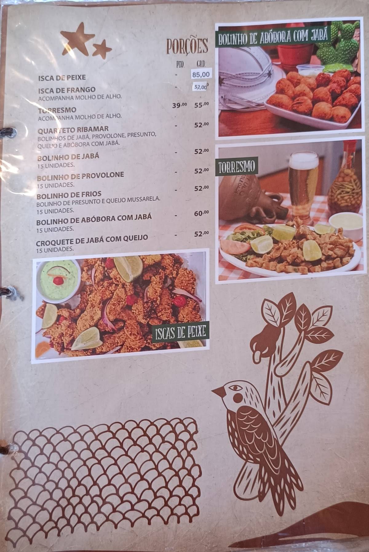 Restaurante Jabá do Ribamar cardápio