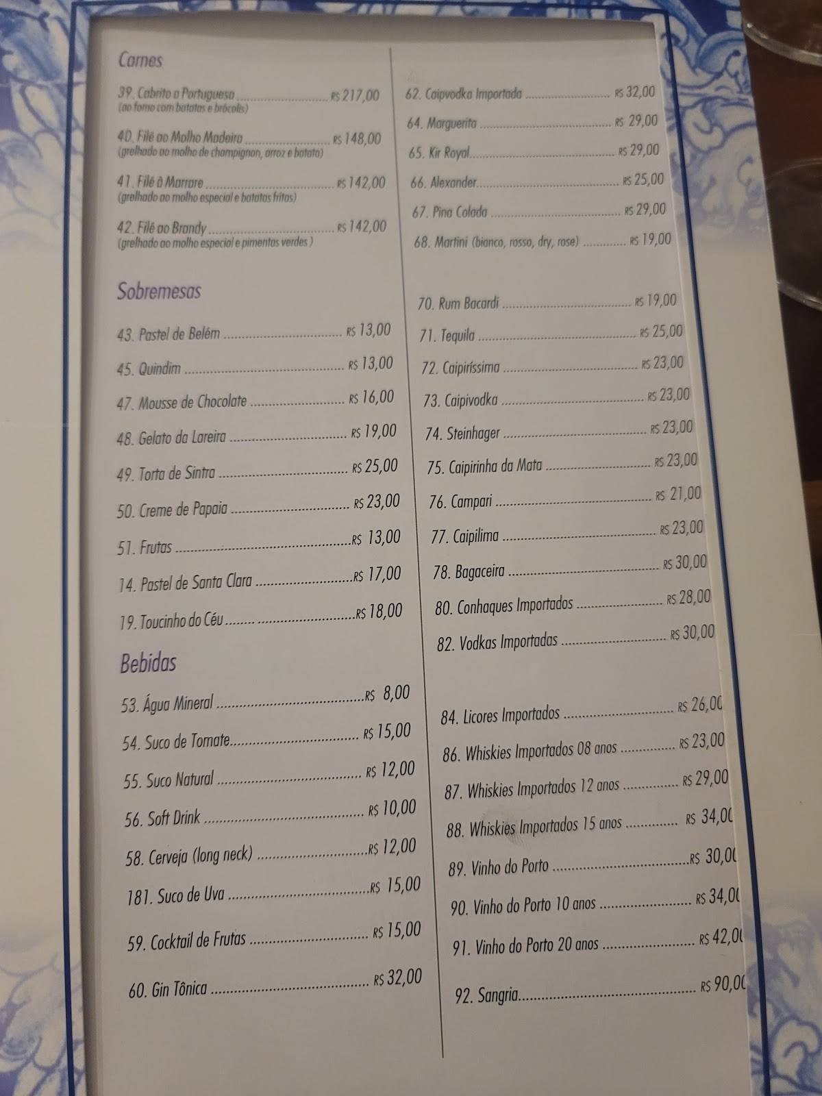 Menu em Restaurante Lareira Portuguesa, Vitoria