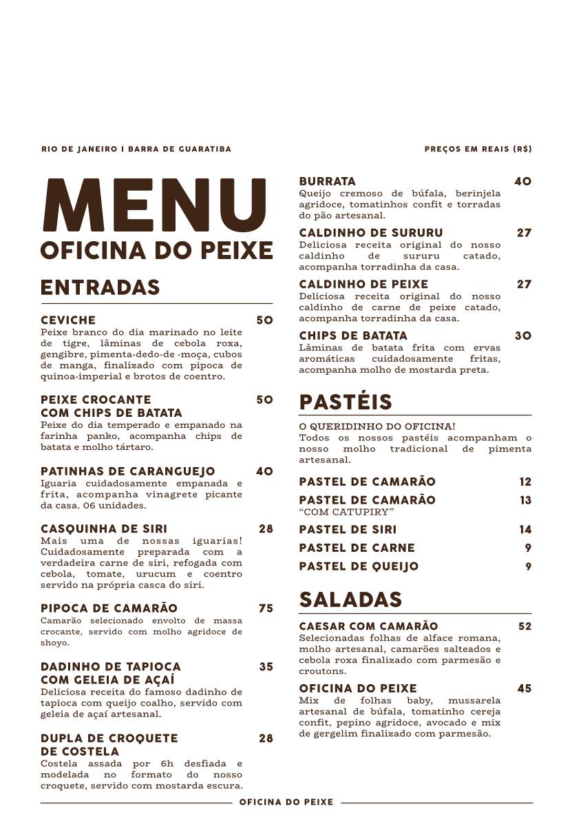 Restaurante Oficina do Peixe cardápio