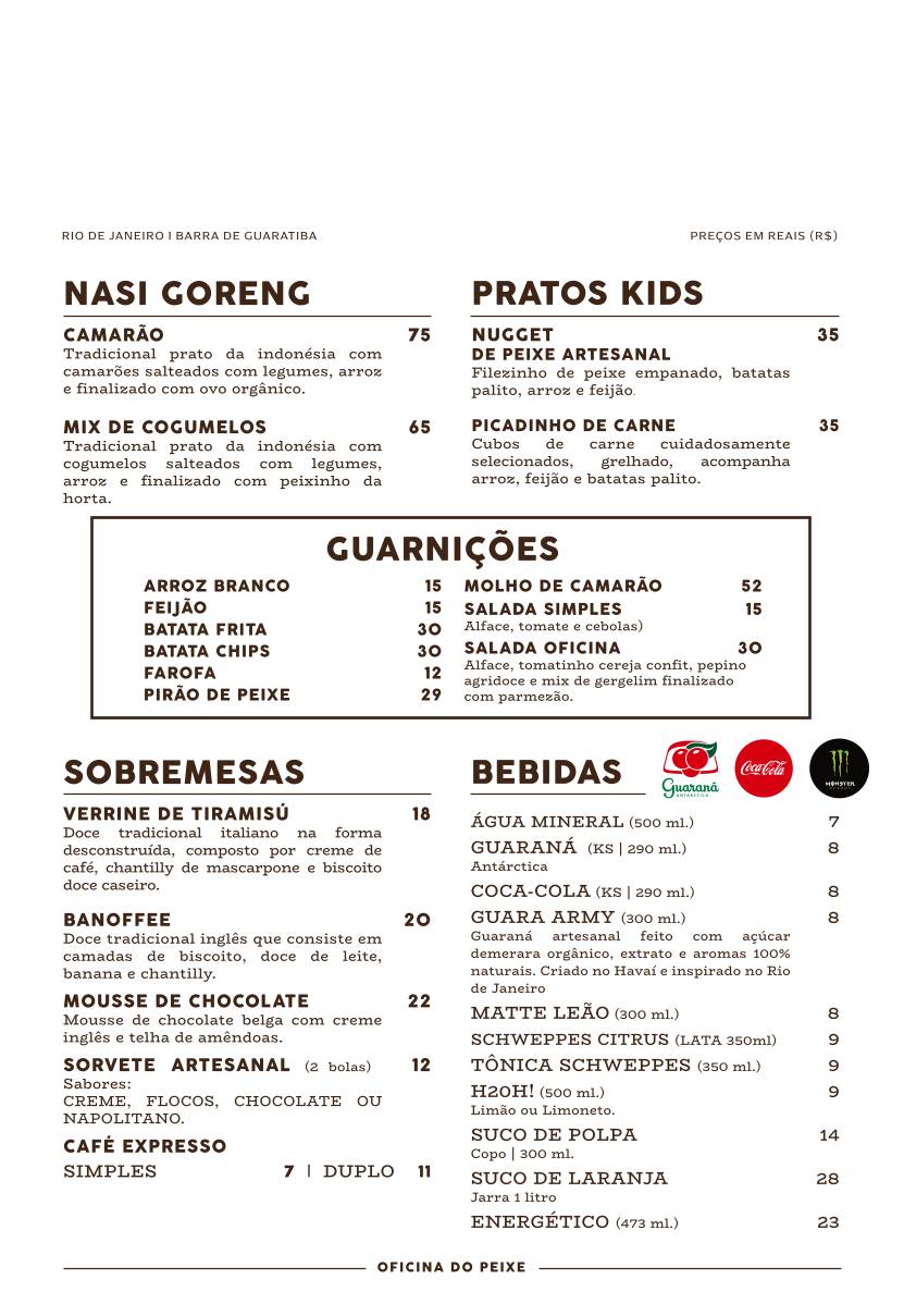 Restaurante Oficina do Peixe cardápio