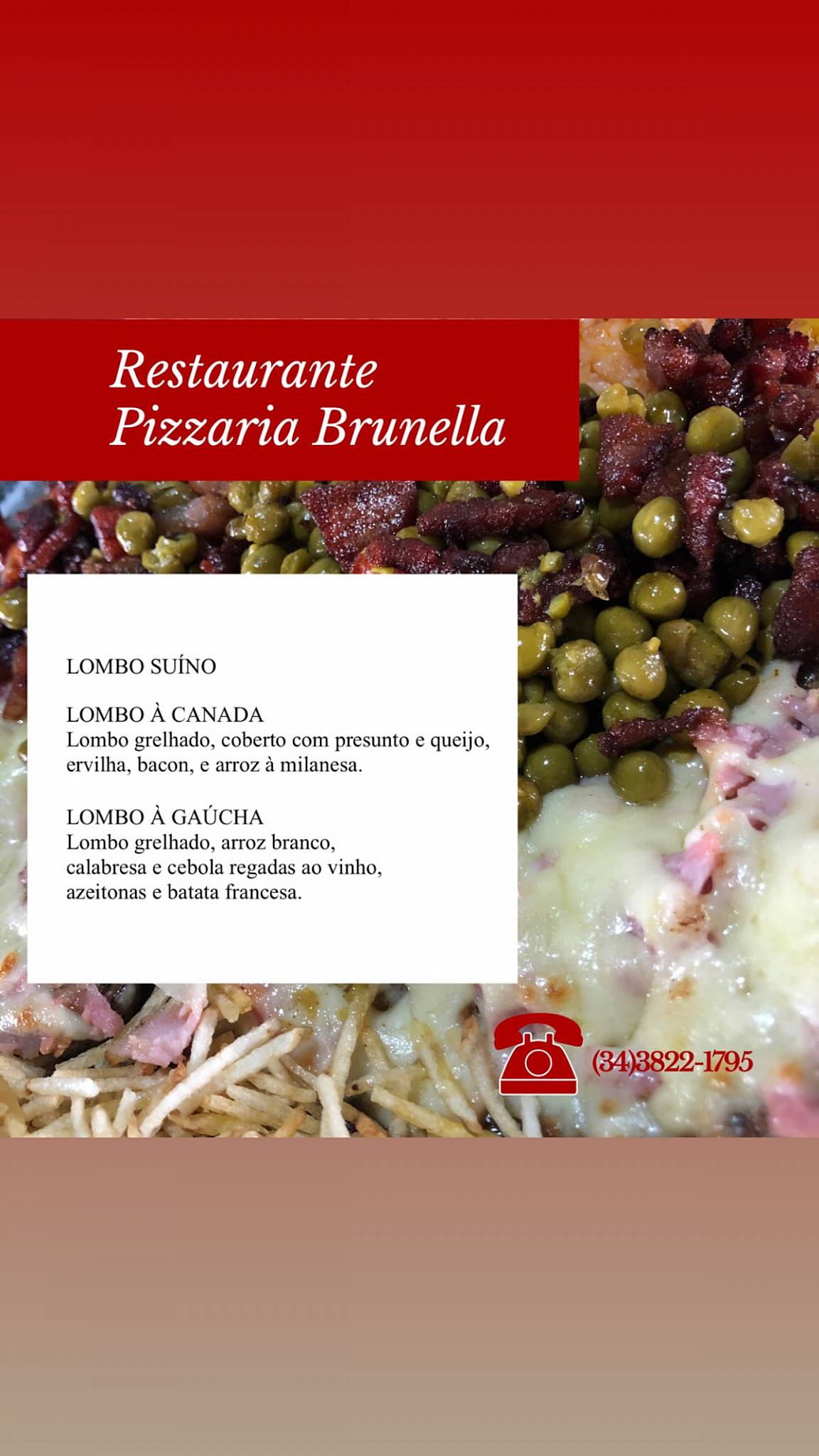 Restaurante e Pizzaria Brunella cardápio