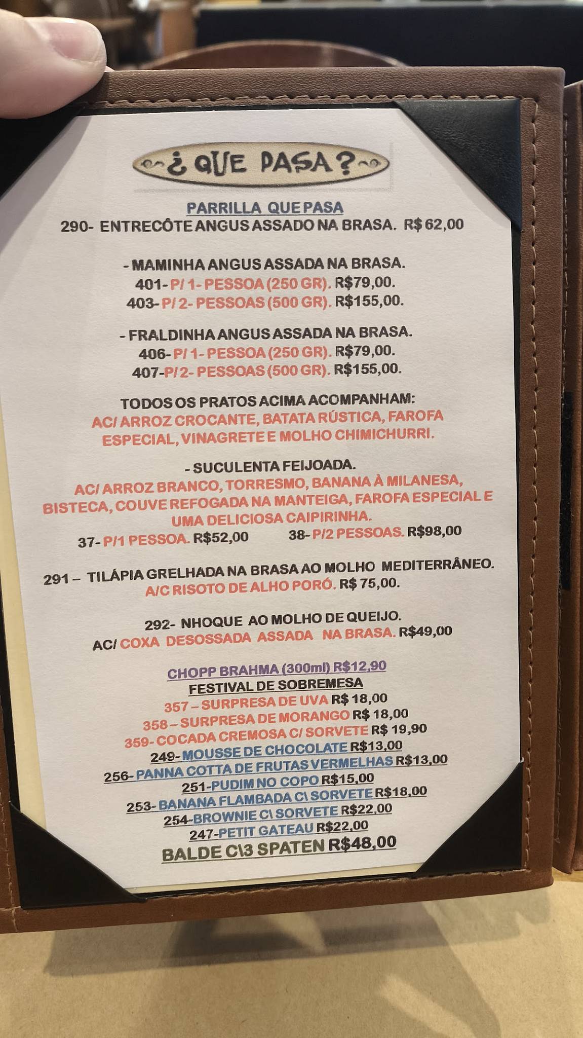 Restaurante Que Pasa? cardápio