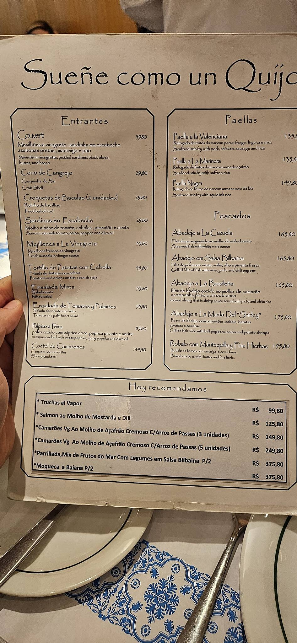 Restaurante Shirley cardápio